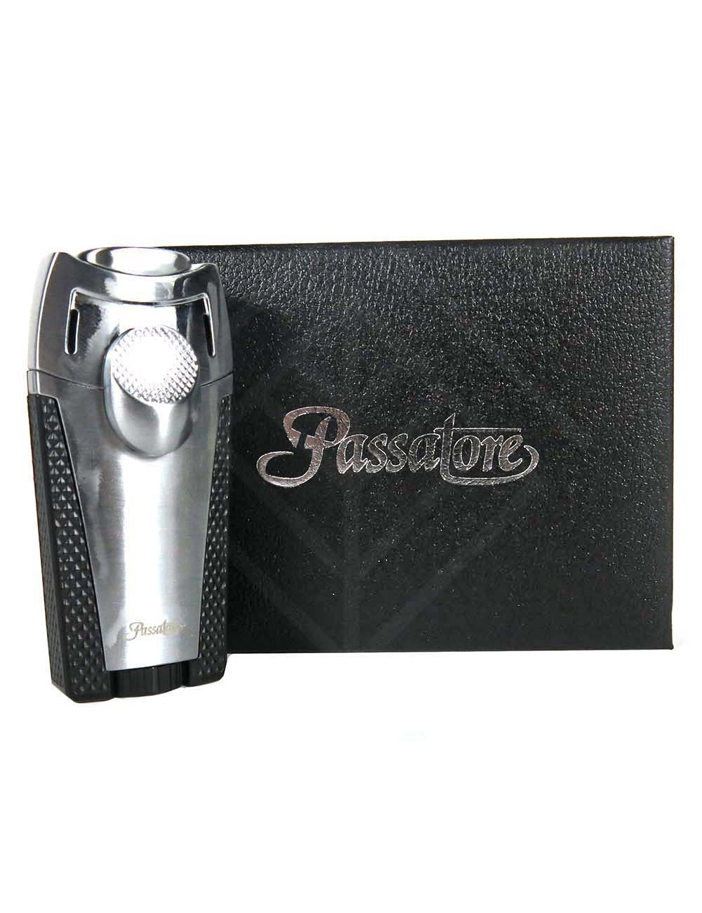 Зажигалка PASSATORE 2-flame jet cigar lighter "Ryan" chrome sat./black